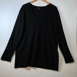 41 HAWTHORN 2X Black V-Neck Sweater 100% cashmere